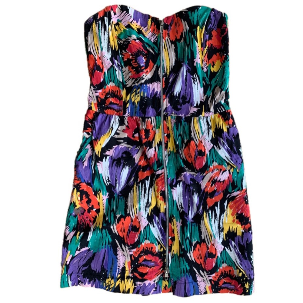 Minkpink Strapless Zip Front Patterned Dress Xs - image 1